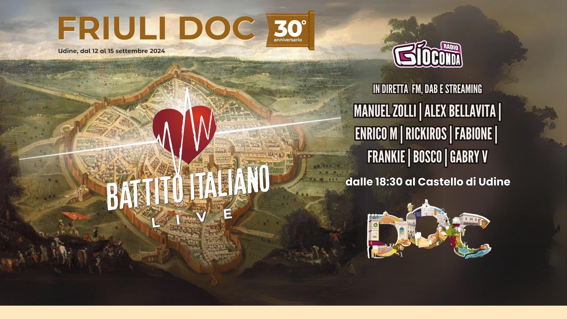 Friuli Doc 2024 con Radio Gioconda in diretta dal Castello di Udine