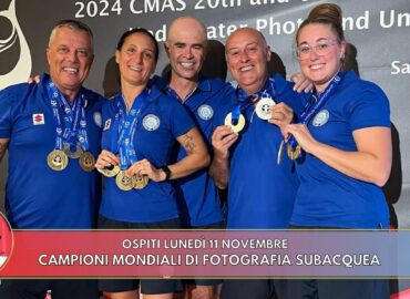 I campioni mondiali di fotografia subacquea Fabio Iardino e Chiara Scrigner, insieme al ct Michele Davino, sono gli ospiti della puntata dell’11 novembre di “Chi ben comincia”, in onda su Radio Gioconda dalle 18.00.